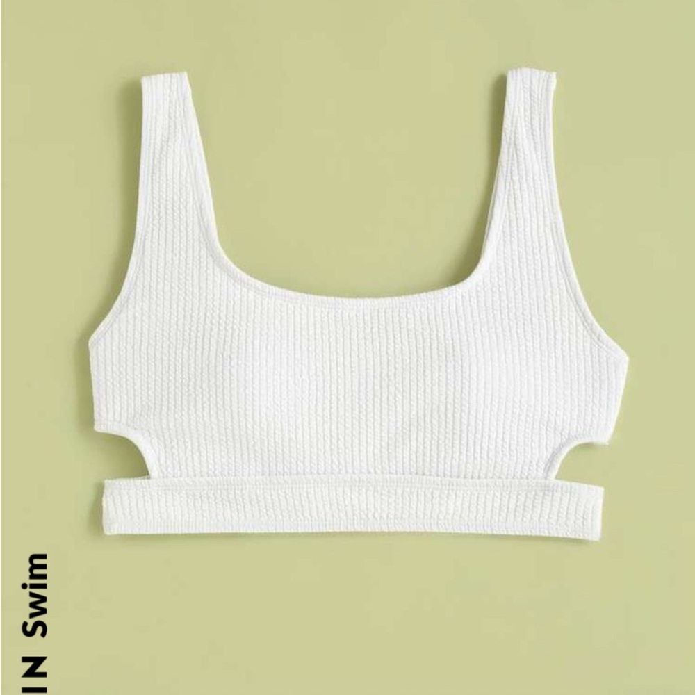 White Ribbed Bikini Top